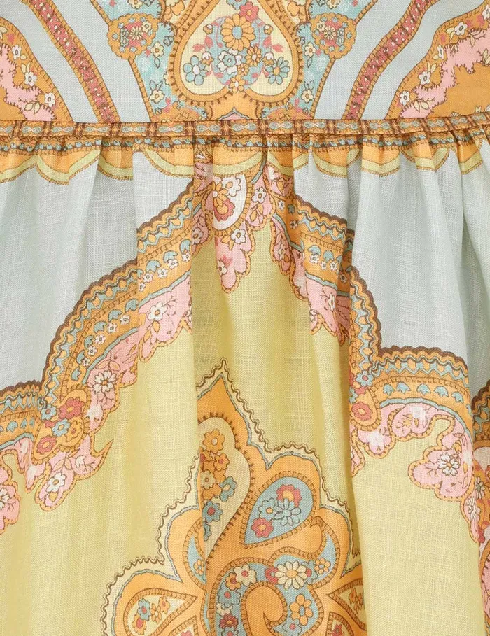 Women Zimmermann Clothing Maxine Picnic Midi Dress Gold Paisley