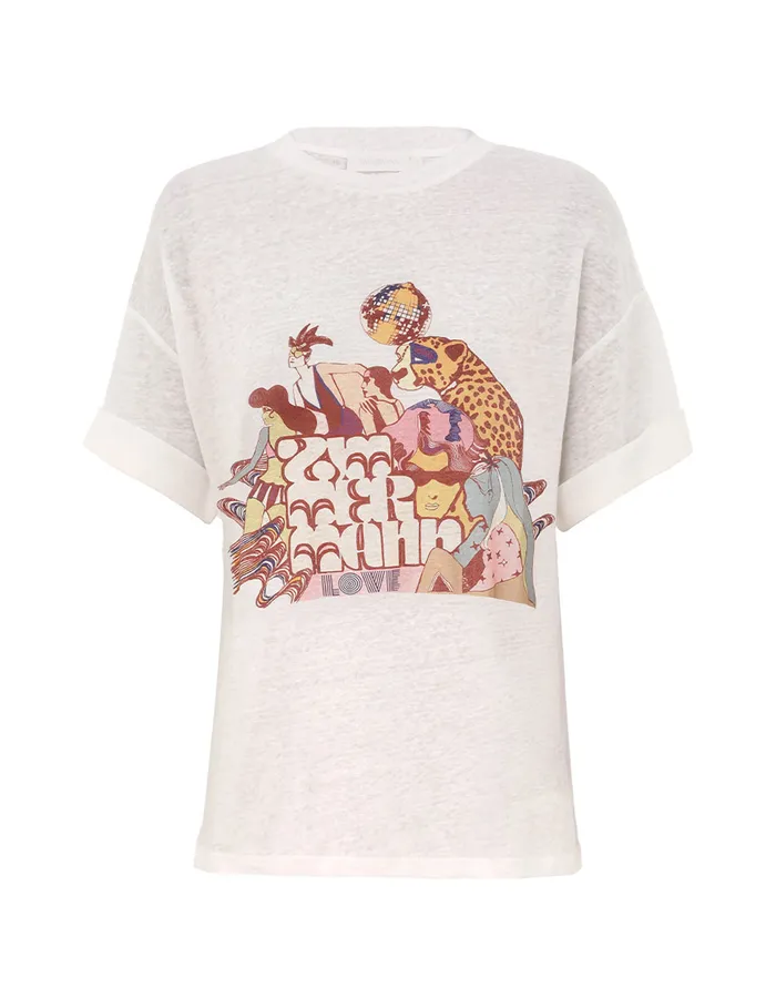 Women Zimmermann Clothing Maxine Roll Sleeve Tee Ivory