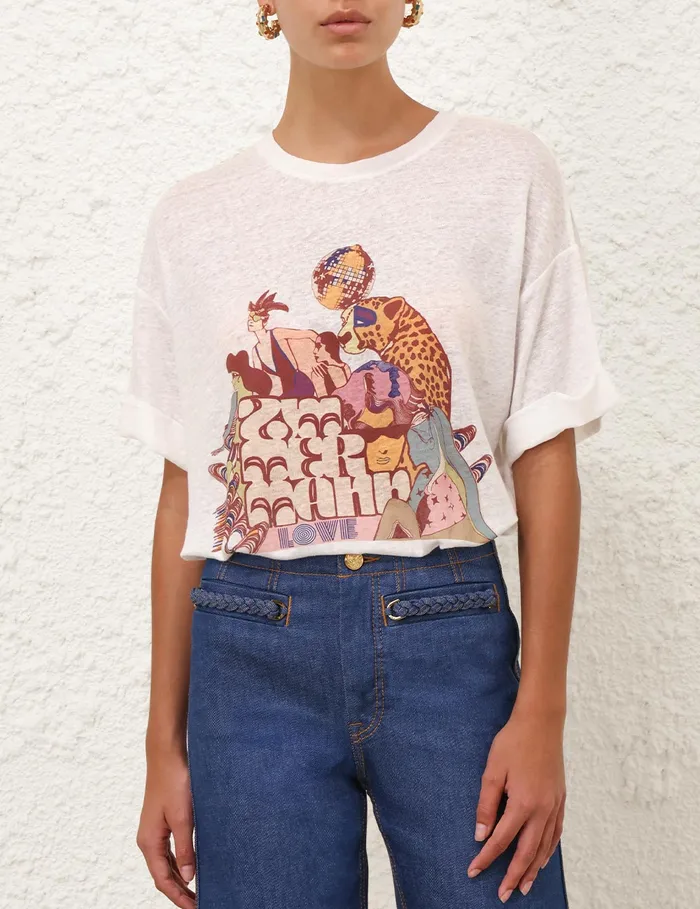 Women Zimmermann Clothing Maxine Roll Sleeve Tee Ivory