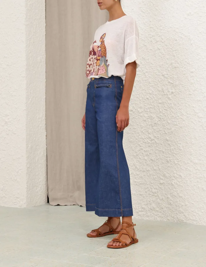 Women Zimmermann Clothing Maxine Roll Sleeve Tee Ivory