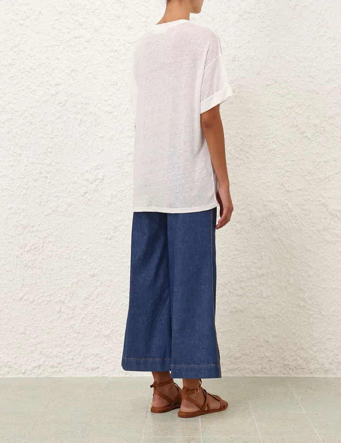Women Zimmermann Clothing Maxine Roll Sleeve Tee Ivory
