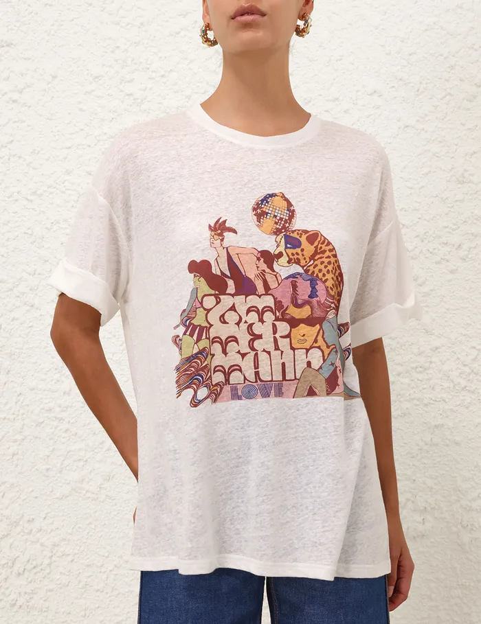 Women Zimmermann Clothing Maxine Roll Sleeve Tee Ivory