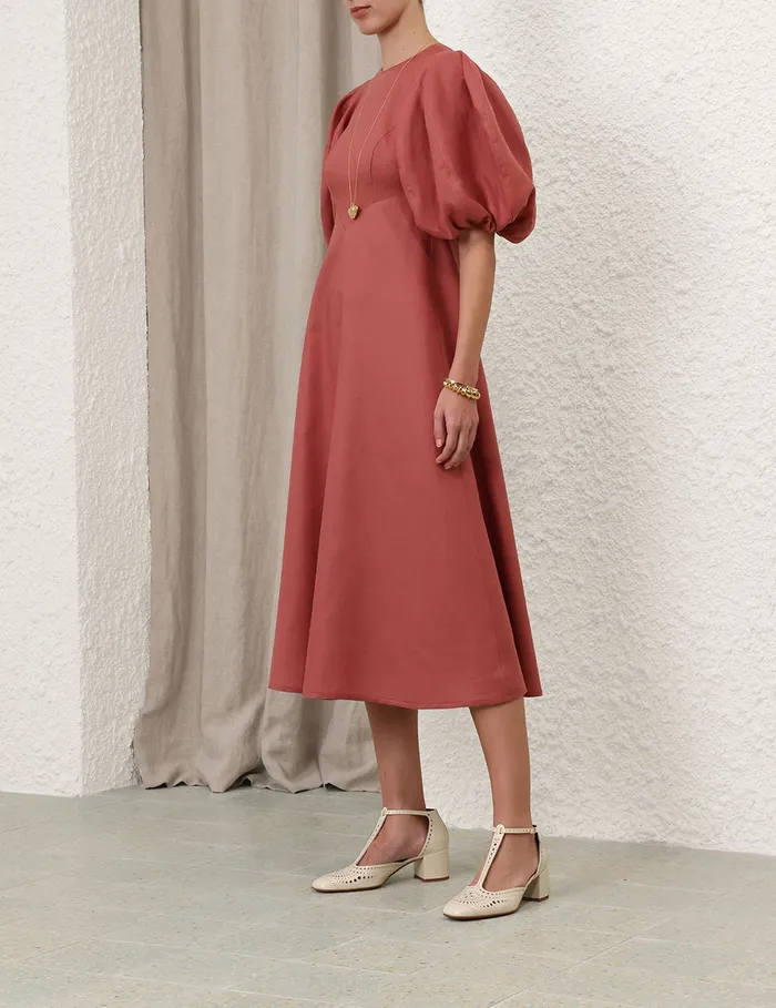 Women Zimmermann Clothing Midi Day Dress Lipstick