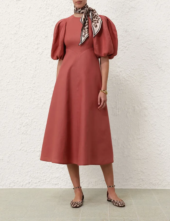 Women Zimmermann Clothing Midi Day Dress Lipstick