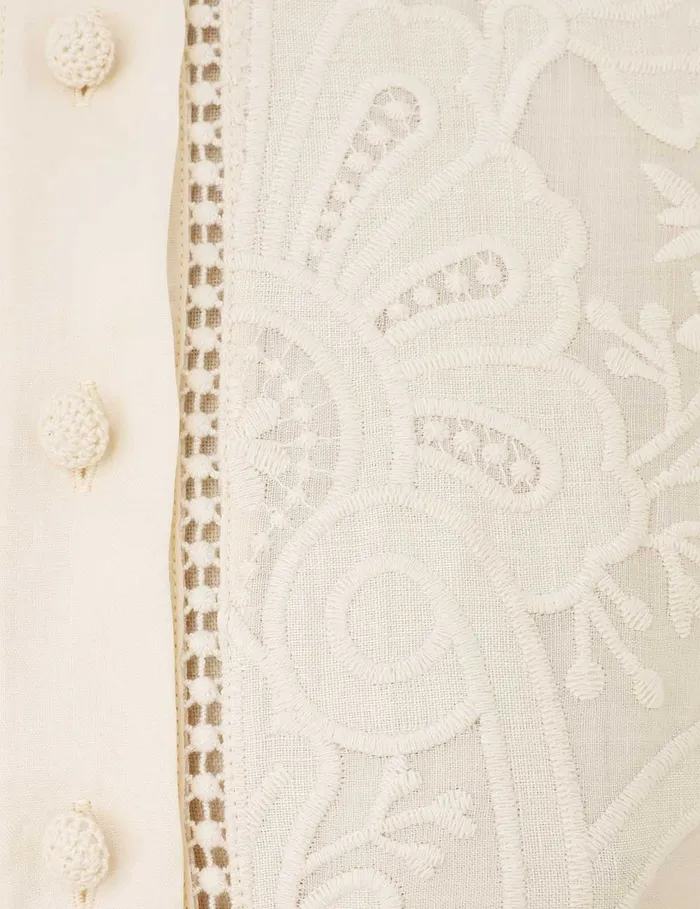 Women Zimmermann Clothing Ottie Embroidered Mini Dress Cream