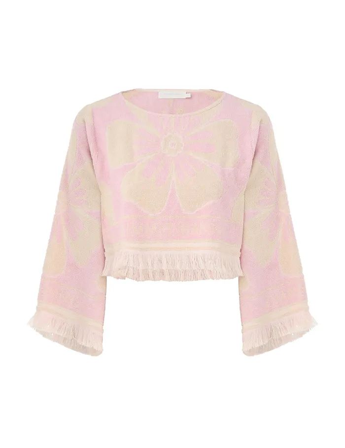 Women Zimmermann Clothing Pop Long Sleeve Towelling Crop Pinkcream