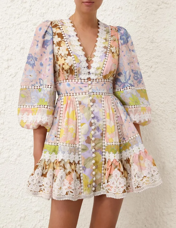 Women Zimmermann Clothing Pop Trimmed Mini Dress Spliced