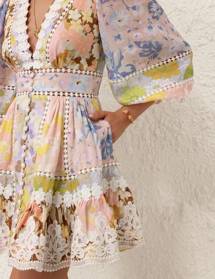 Women Zimmermann Clothing Pop Trimmed Mini Dress Spliced