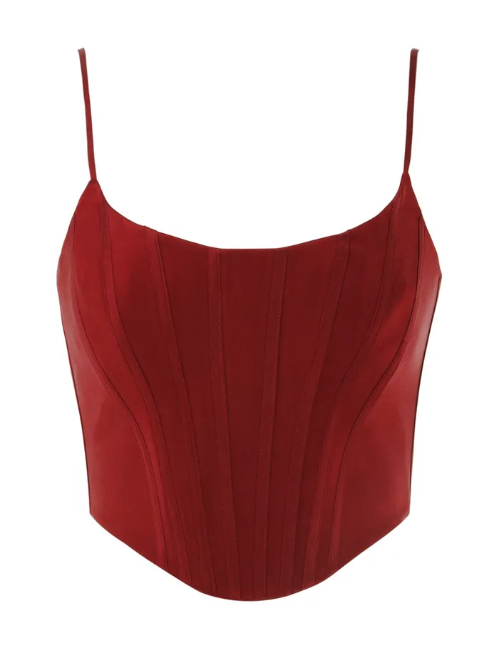 Women Zimmermann Clothing Silk Corset Top Burgundy
