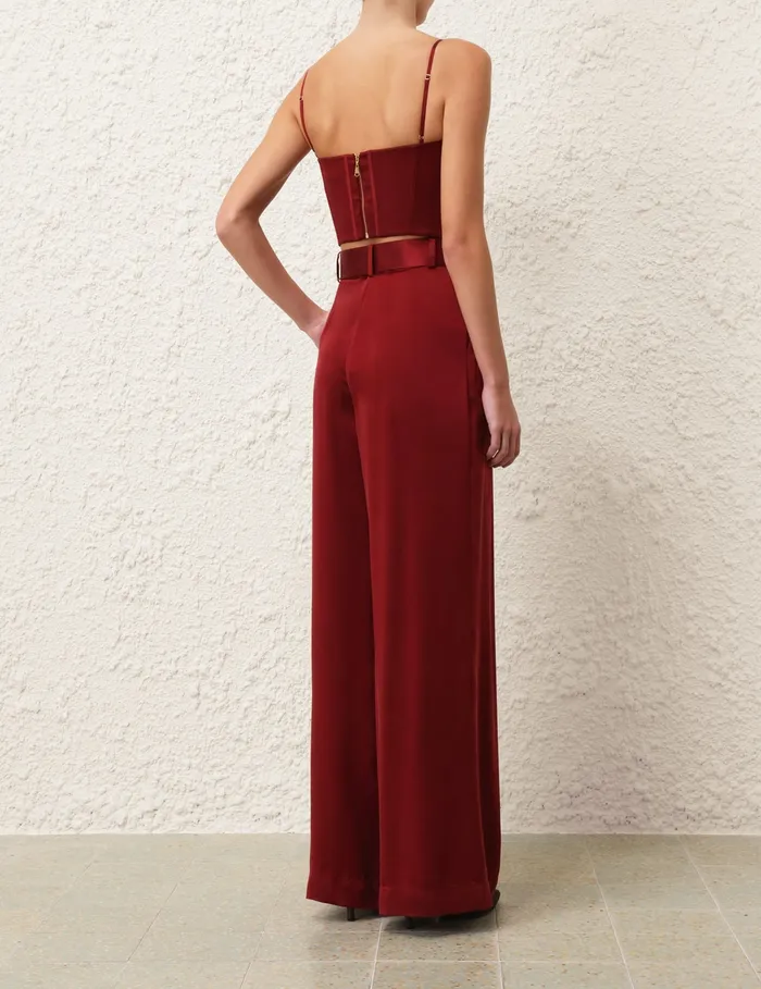 Women Zimmermann Clothing Silk Corset Top Burgundy
