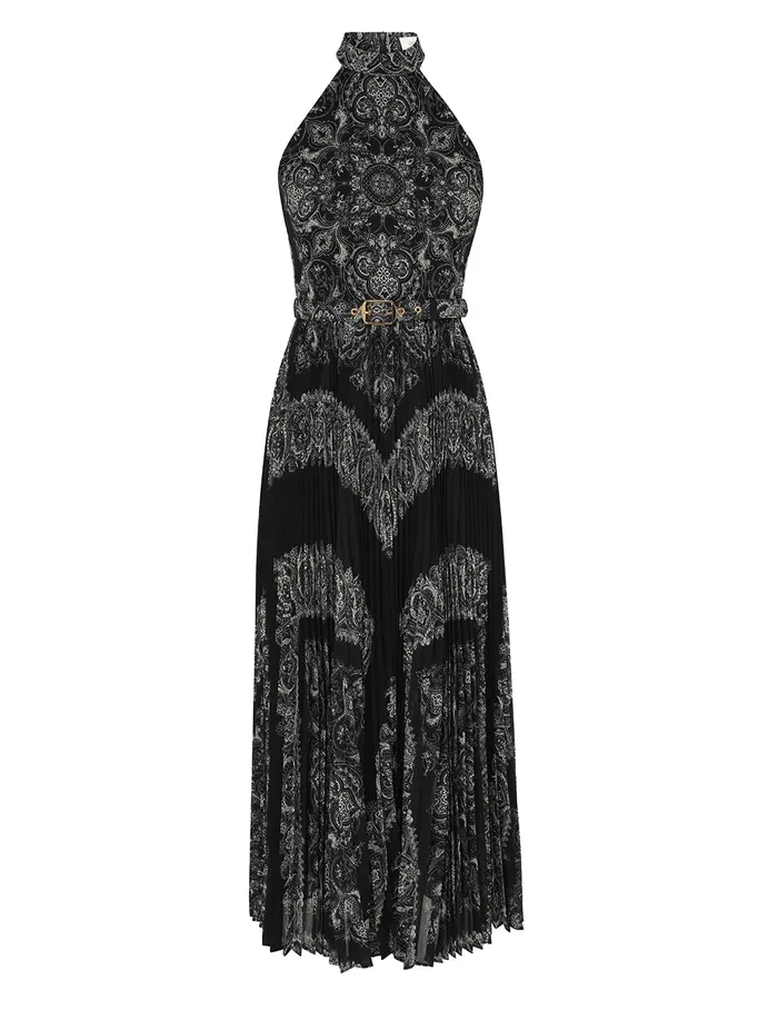 Women Zimmermann Clothing Sunray Halter Picnic Dress Black Paisley