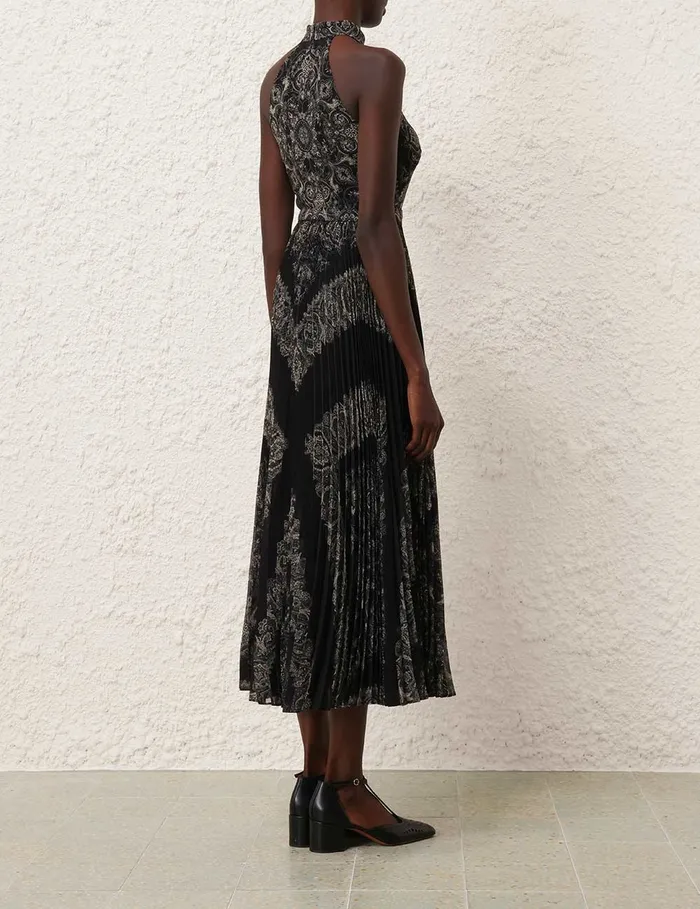 Women Zimmermann Clothing Sunray Halter Picnic Dress Black Paisley