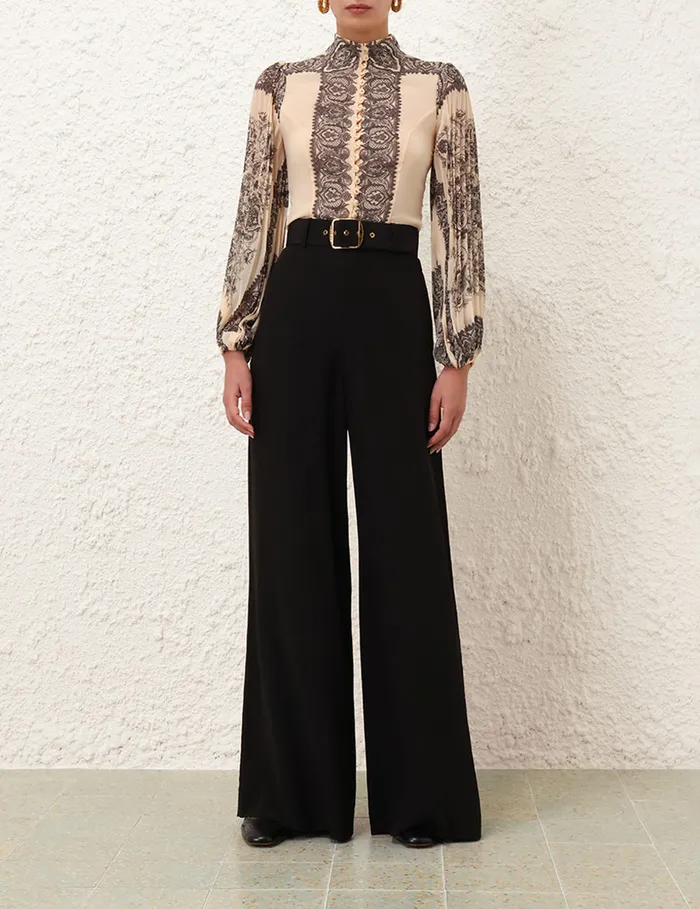Women Zimmermann Clothing Sunray Pleated Blouse Tea Paisley