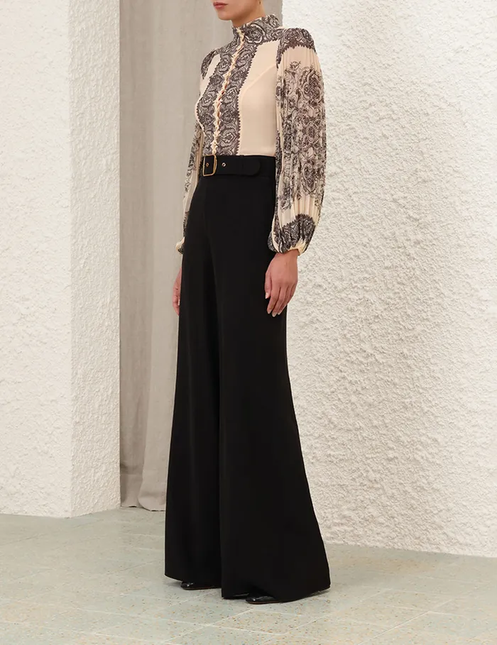 Women Zimmermann Clothing Sunray Pleated Blouse Tea Paisley