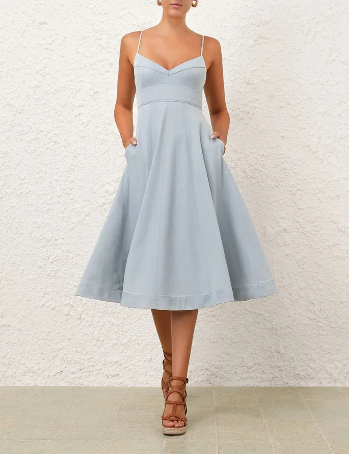 Women Zimmermann Denim Acacia Denim Swing Dress Ice Storm