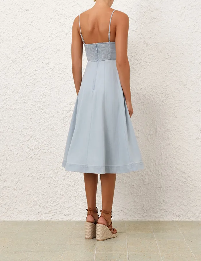Women Zimmermann Denim Acacia Denim Swing Dress Ice Storm