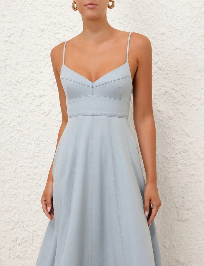 Women Zimmermann Denim Acacia Denim Swing Dress Ice Storm