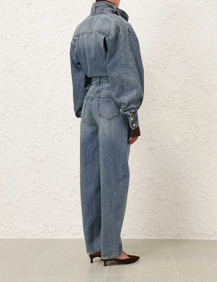 Women Zimmermann Denim Illustration Denim Boilersuit Neptune