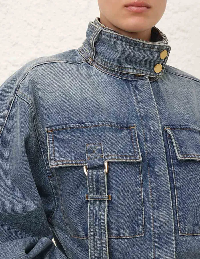 Women Zimmermann Denim Illustration Denim Boilersuit Neptune