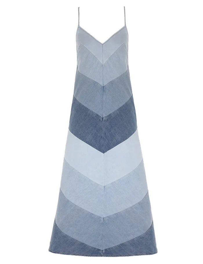 Women Zimmermann Denim Tallow Chevron Maxi Dress Chevron