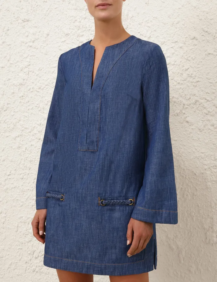 Women Zimmermann Denim Wylie Denim Tunic Dress Railway Blue