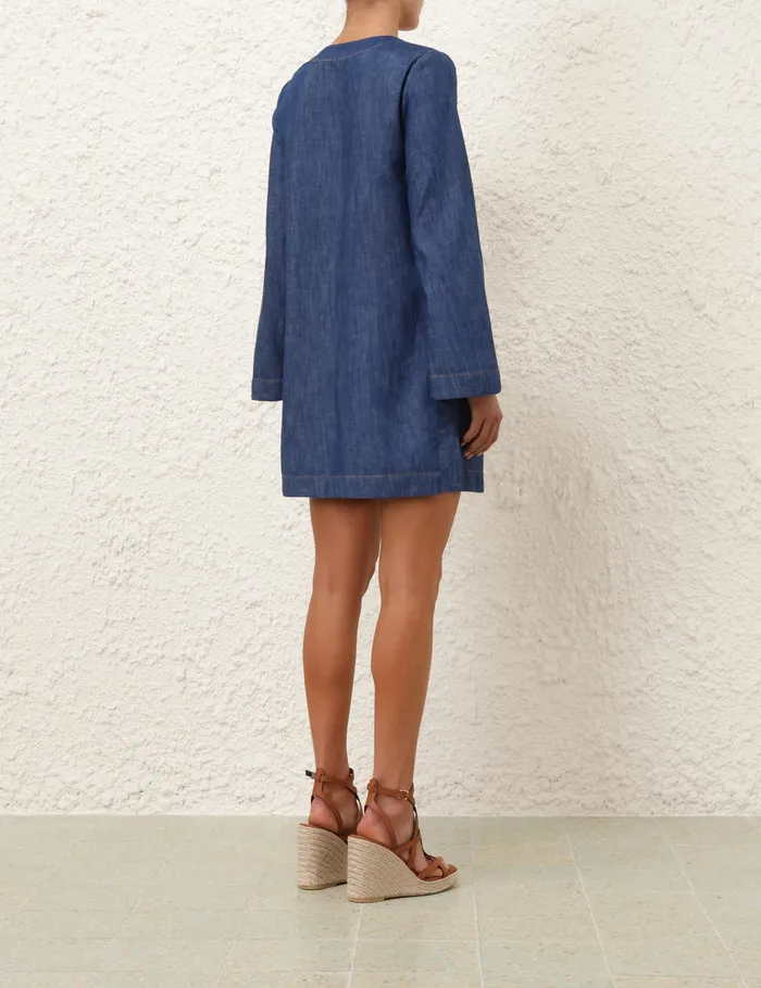 Women Zimmermann Denim Wylie Denim Tunic Dress Railway Blue
