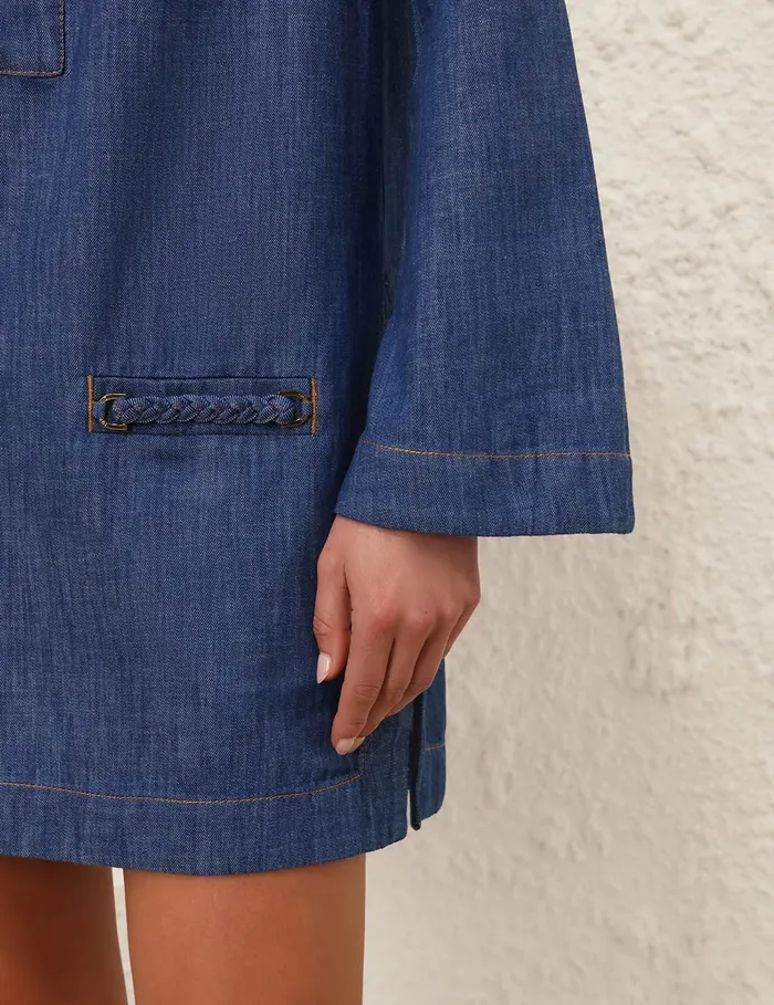 Women Zimmermann Denim Wylie Denim Tunic Dress Railway Blue