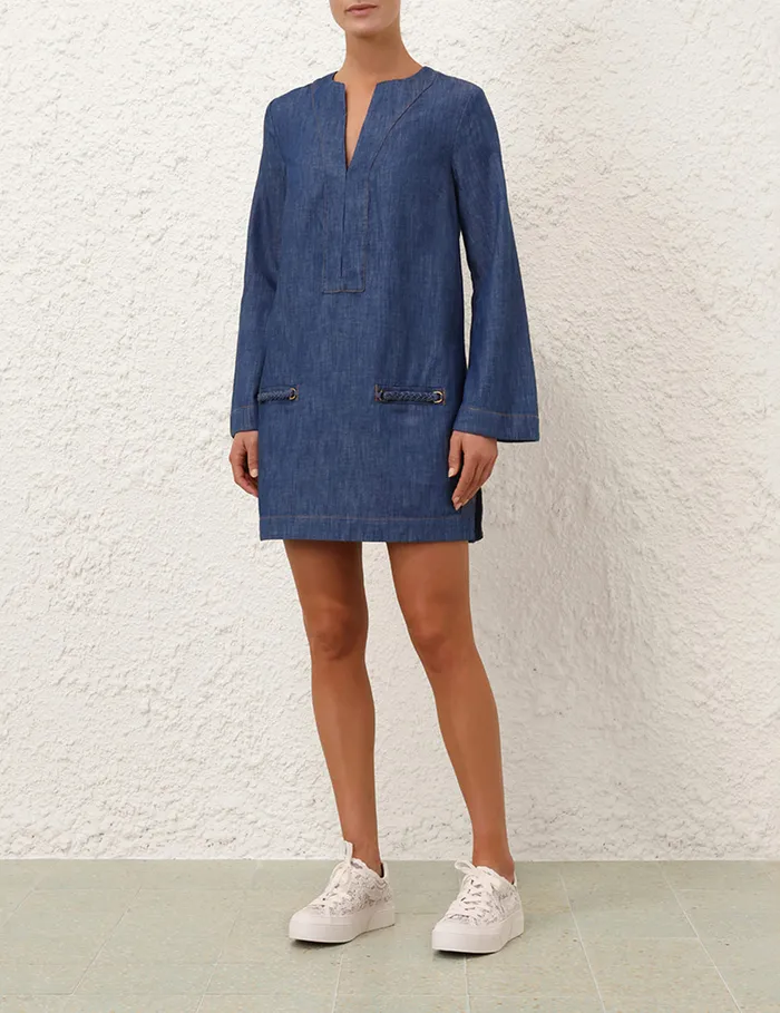 Women Zimmermann Denim Wylie Denim Tunic Dress Railway Blue
