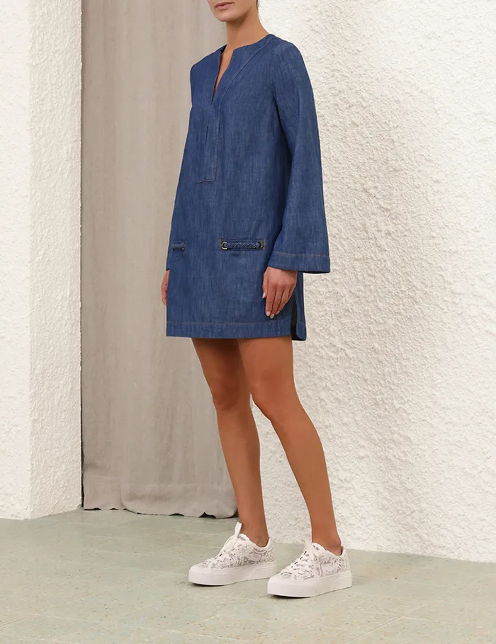 Women Zimmermann Denim Wylie Denim Tunic Dress Railway Blue