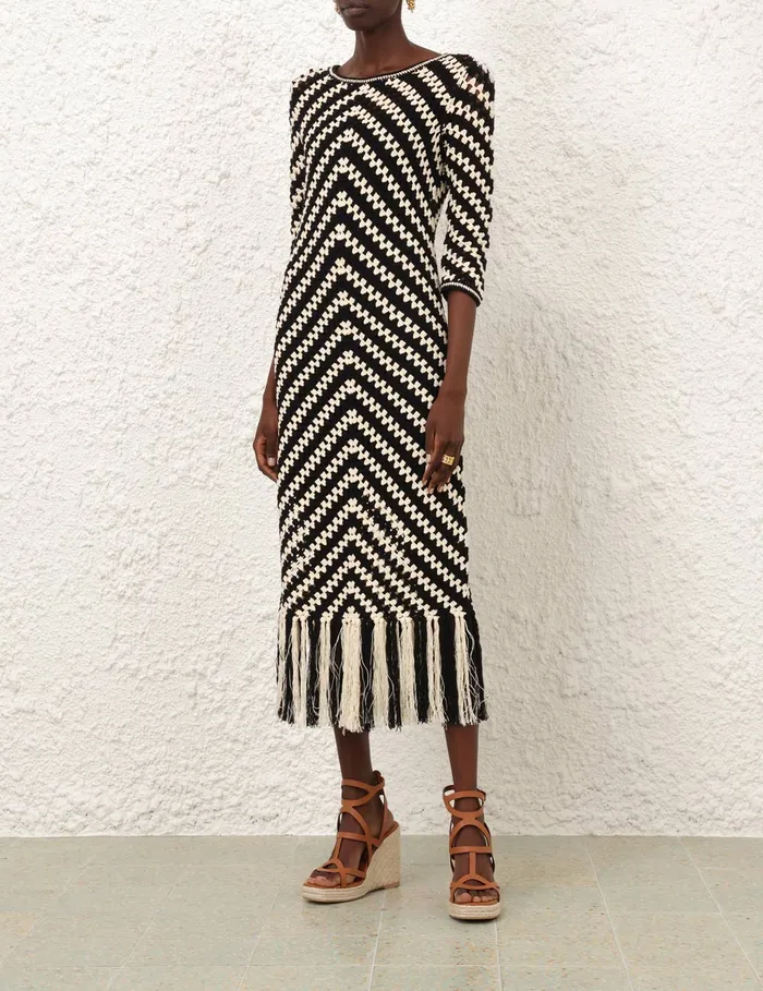 Women Zimmermann Dresses and Coverups Halliday Hand Crochet Dress Chevron