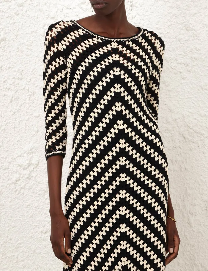 Women Zimmermann Dresses and Coverups Halliday Hand Crochet Dress Chevron