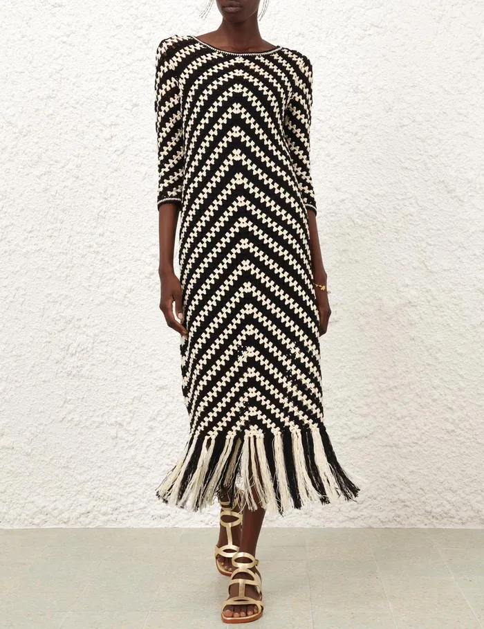 Women Zimmermann Dresses and Coverups Halliday Hand Crochet Dress Chevron