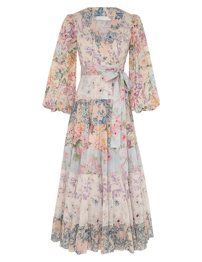 Women Zimmermann Dresses and Coverups Halliday Tiered Midi Dress Spliced