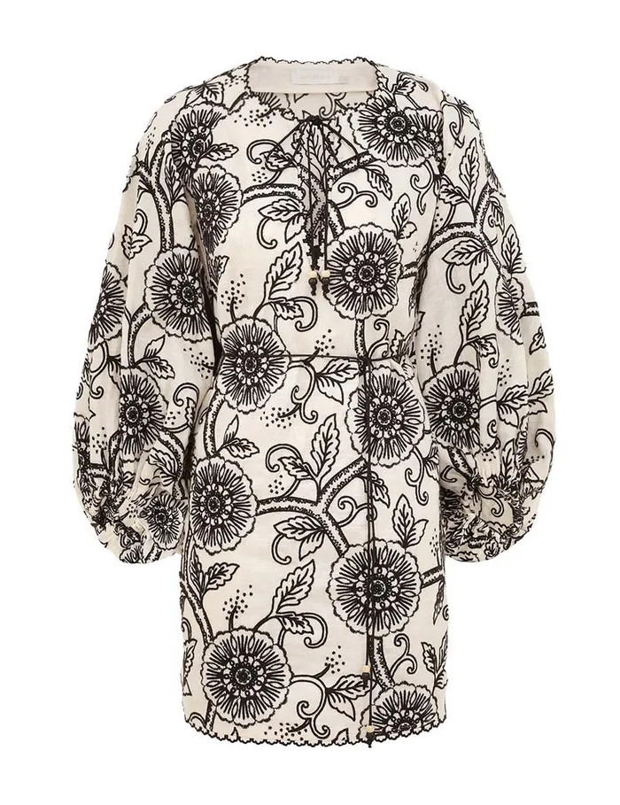 Women Zimmermann Dresses and Coverups Tallow Embroidered Mini Dress Ivoryblack