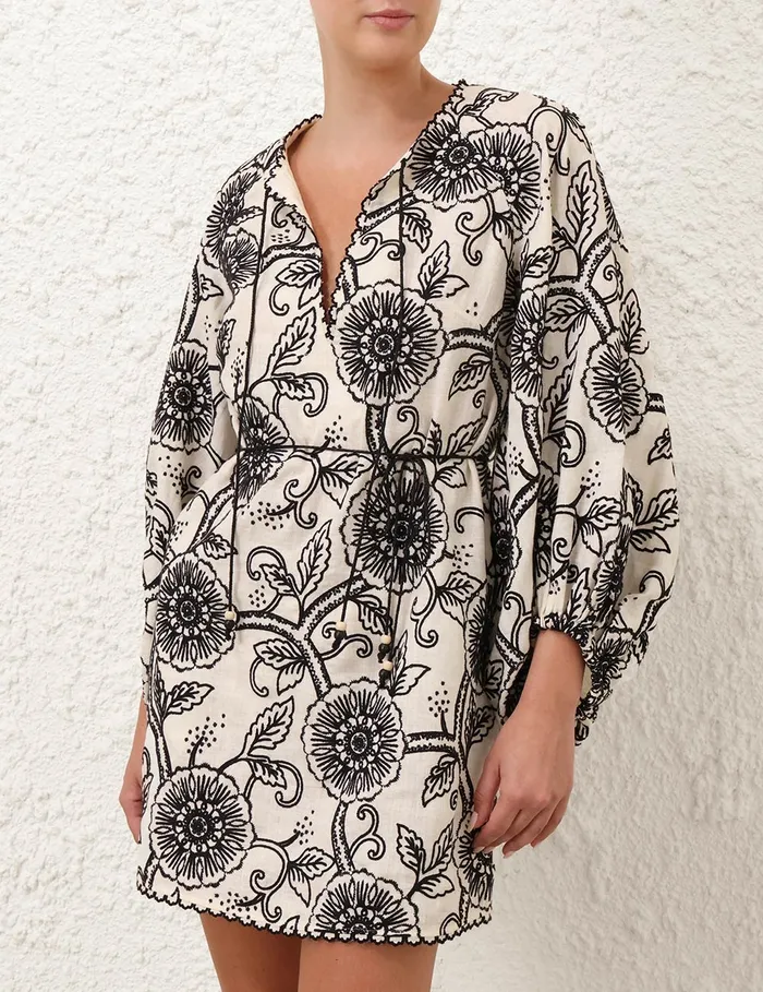 Women Zimmermann Dresses and Coverups Tallow Embroidered Mini Dress Ivoryblack