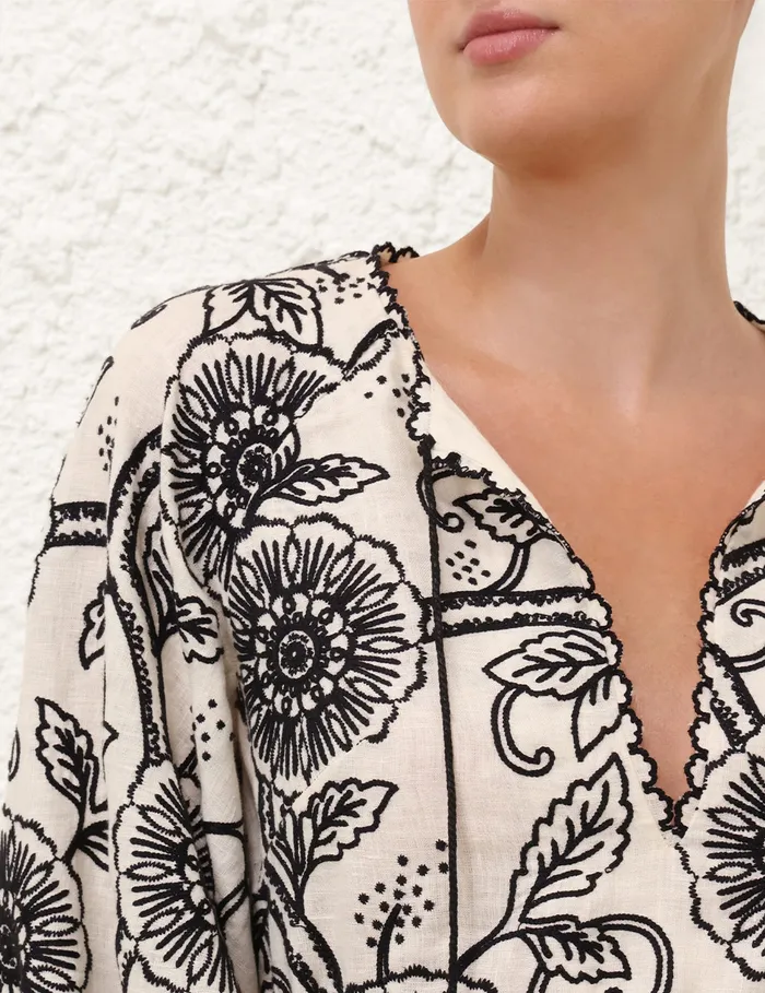 Women Zimmermann Dresses and Coverups Tallow Embroidered Mini Dress Ivoryblack