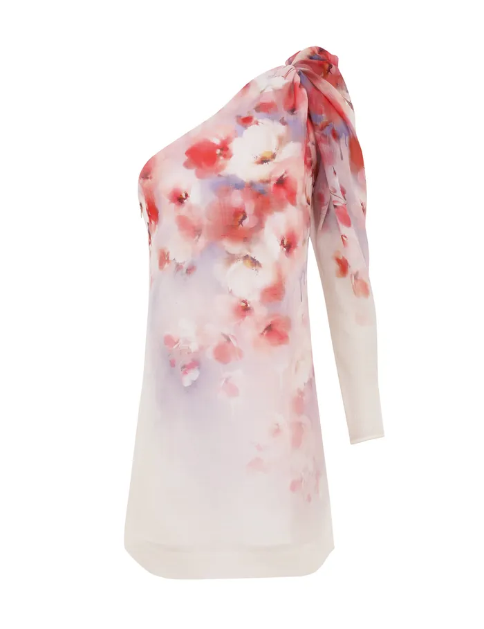 Women Zimmermann Dresses Crush Asymmetrical Mini Dress Scarlet Floral