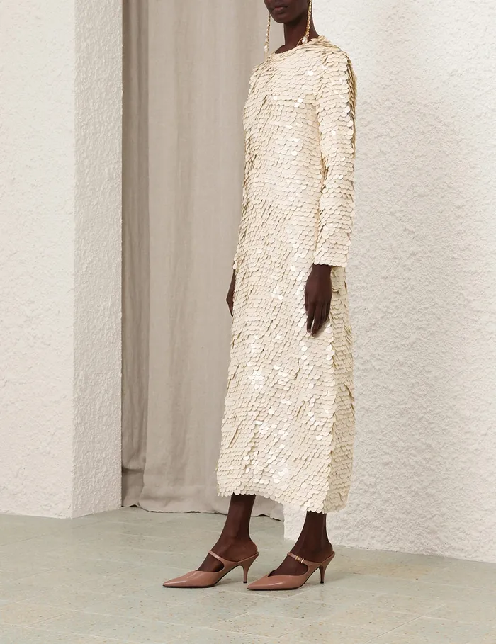 Women Zimmermann Dresses Eden Sequin Maxi Dress Cream
