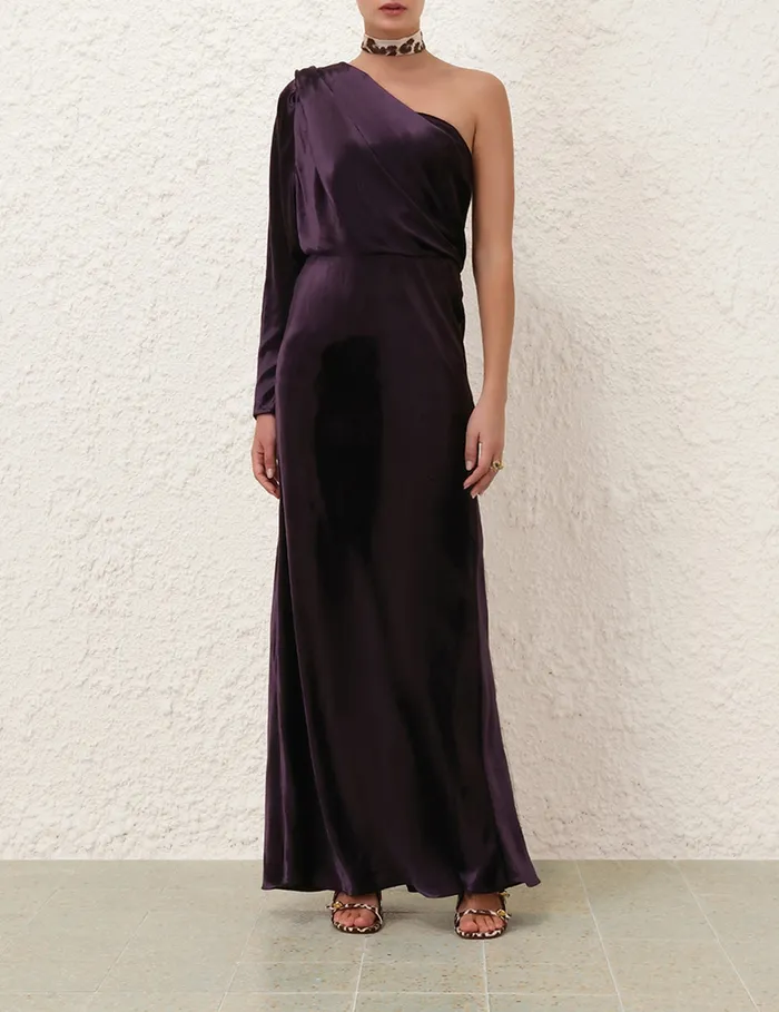 Women Zimmermann Dresses Illustration Asymmetric Gown Aubergine