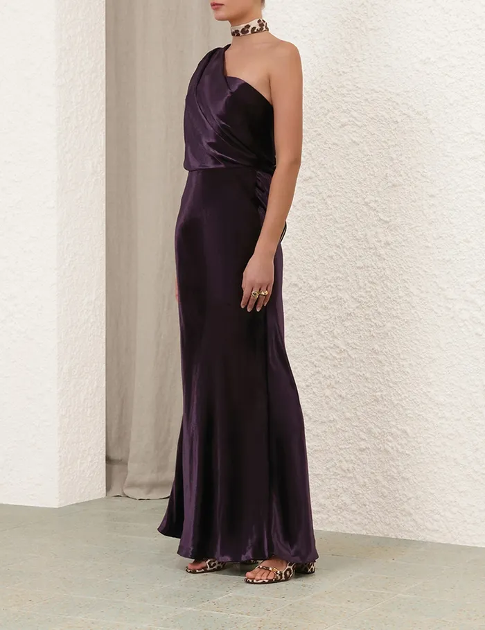 Women Zimmermann Dresses Illustration Asymmetric Gown Aubergine