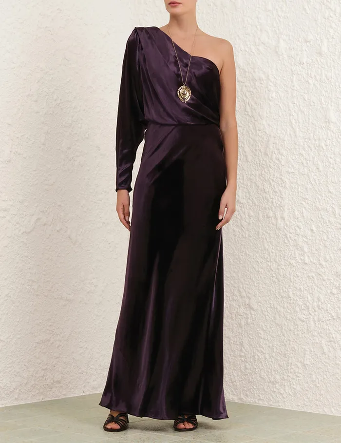 Women Zimmermann Dresses Illustration Asymmetric Gown Aubergine