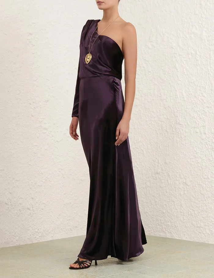 Women Zimmermann Dresses Illustration Asymmetric Gown Aubergine