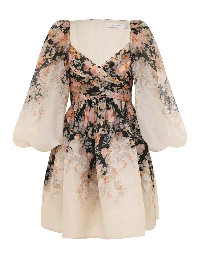 Women Zimmermann Dresses Illustration Draped Mini Dress Tea Rococo Floral