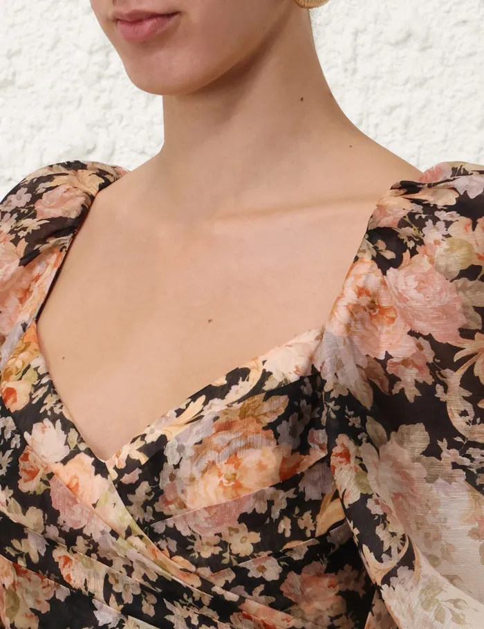 Women Zimmermann Dresses Illustration Draped Mini Dress Tea Rococo Floral