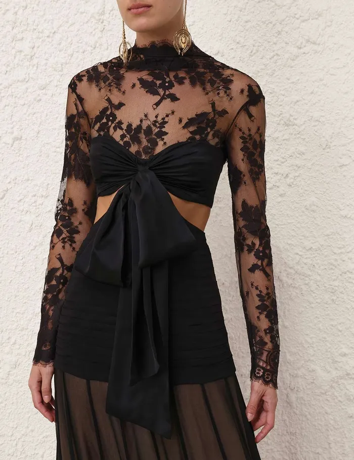 Women Zimmermann Dresses Illustration Flounce Gown Black