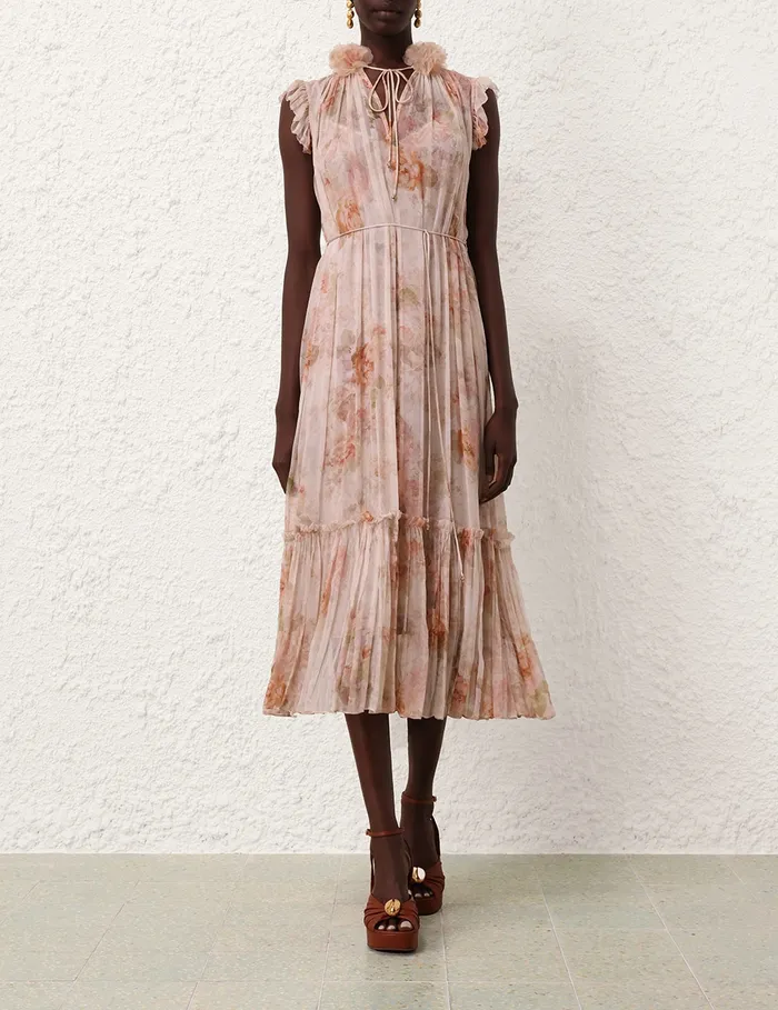 Women Zimmermann Dresses Illustration Flutter Dress Cream Rococo Floral