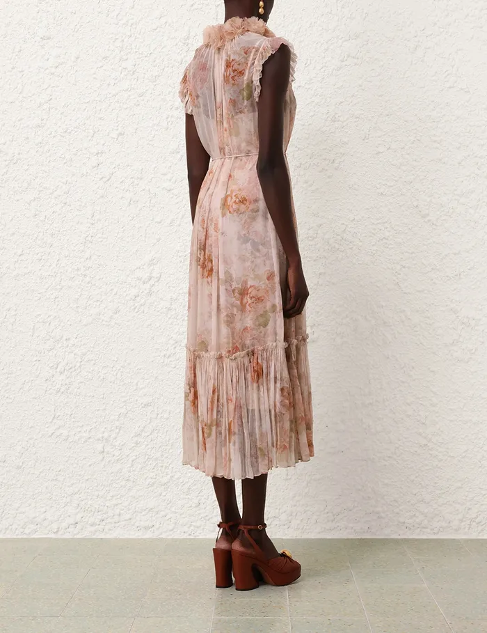 Women Zimmermann Dresses Illustration Flutter Dress Cream Rococo Floral