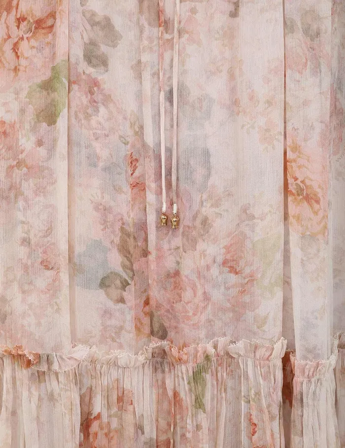 Women Zimmermann Dresses Illustration Flutter Dress Cream Rococo Floral