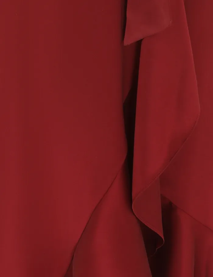 Women Zimmermann Dresses Silk Wrap Midi Dress Burgundy