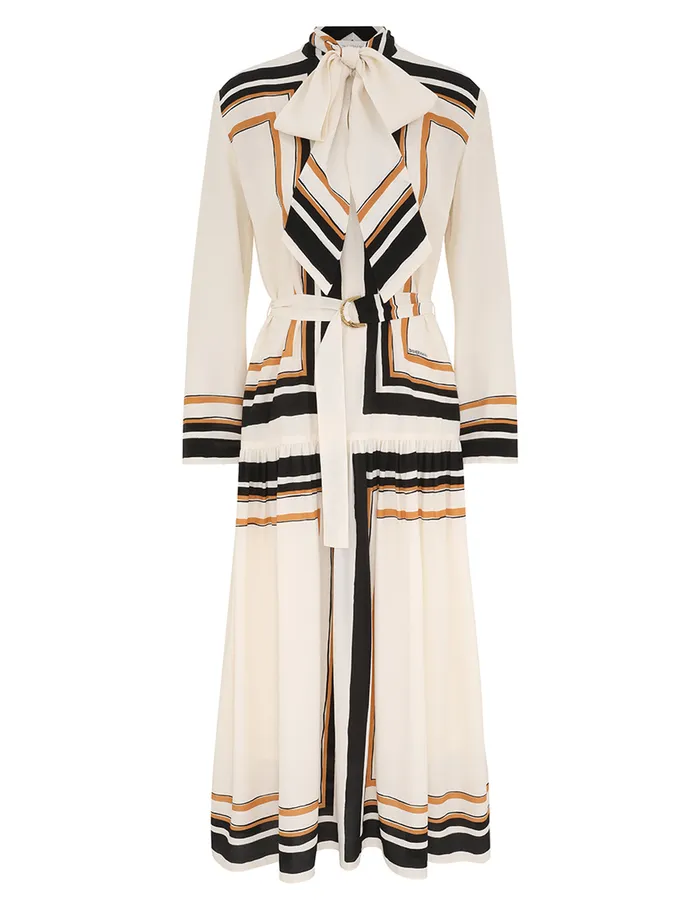 Women Zimmermann Dresses Tie Neck Midi Dress Stripe